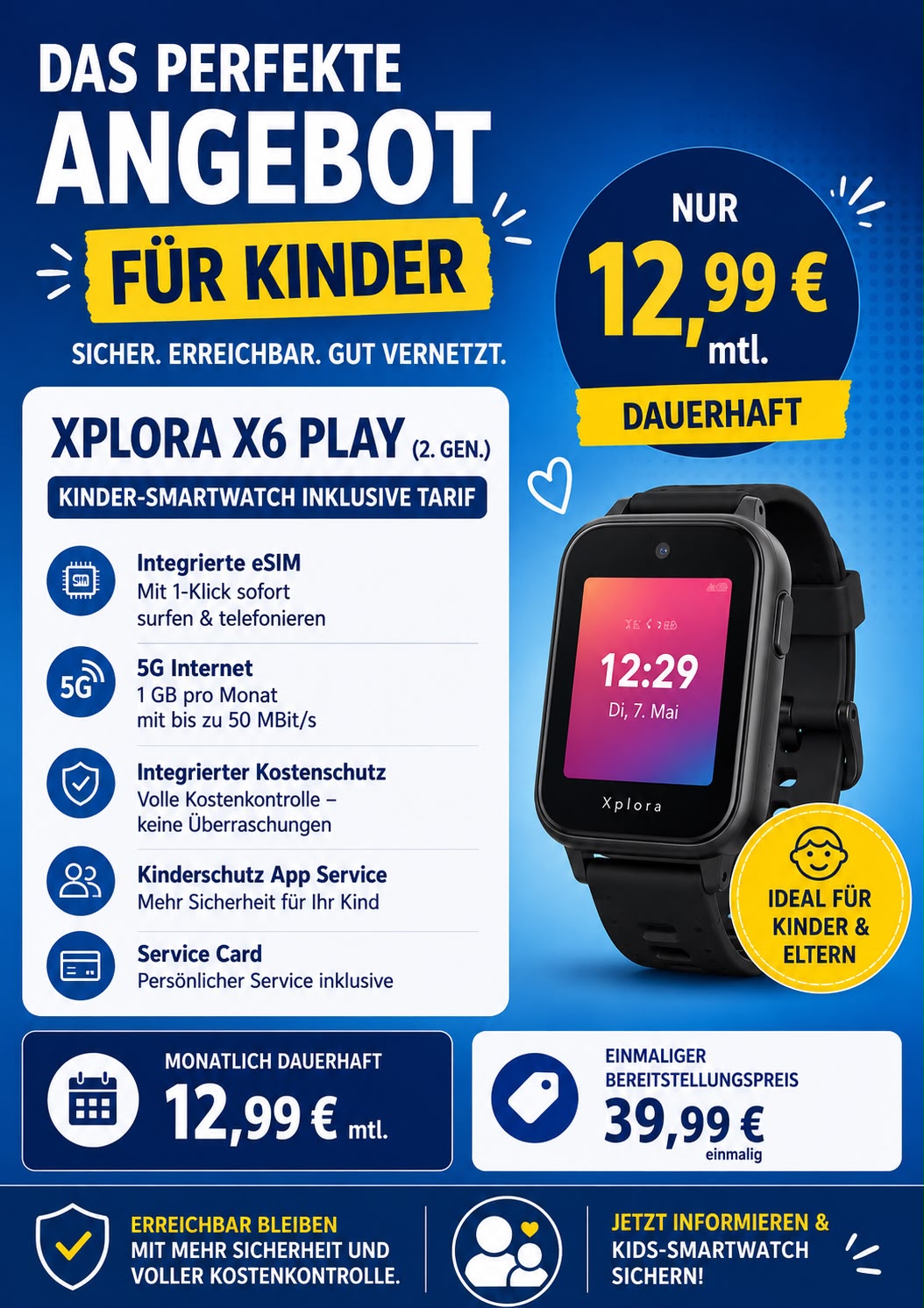 Xplora X6 Play Kinder-Smartwatch mit Tarif für 12,99 € monatlich